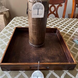 Linden Brown Decorative Tray and Vase Set